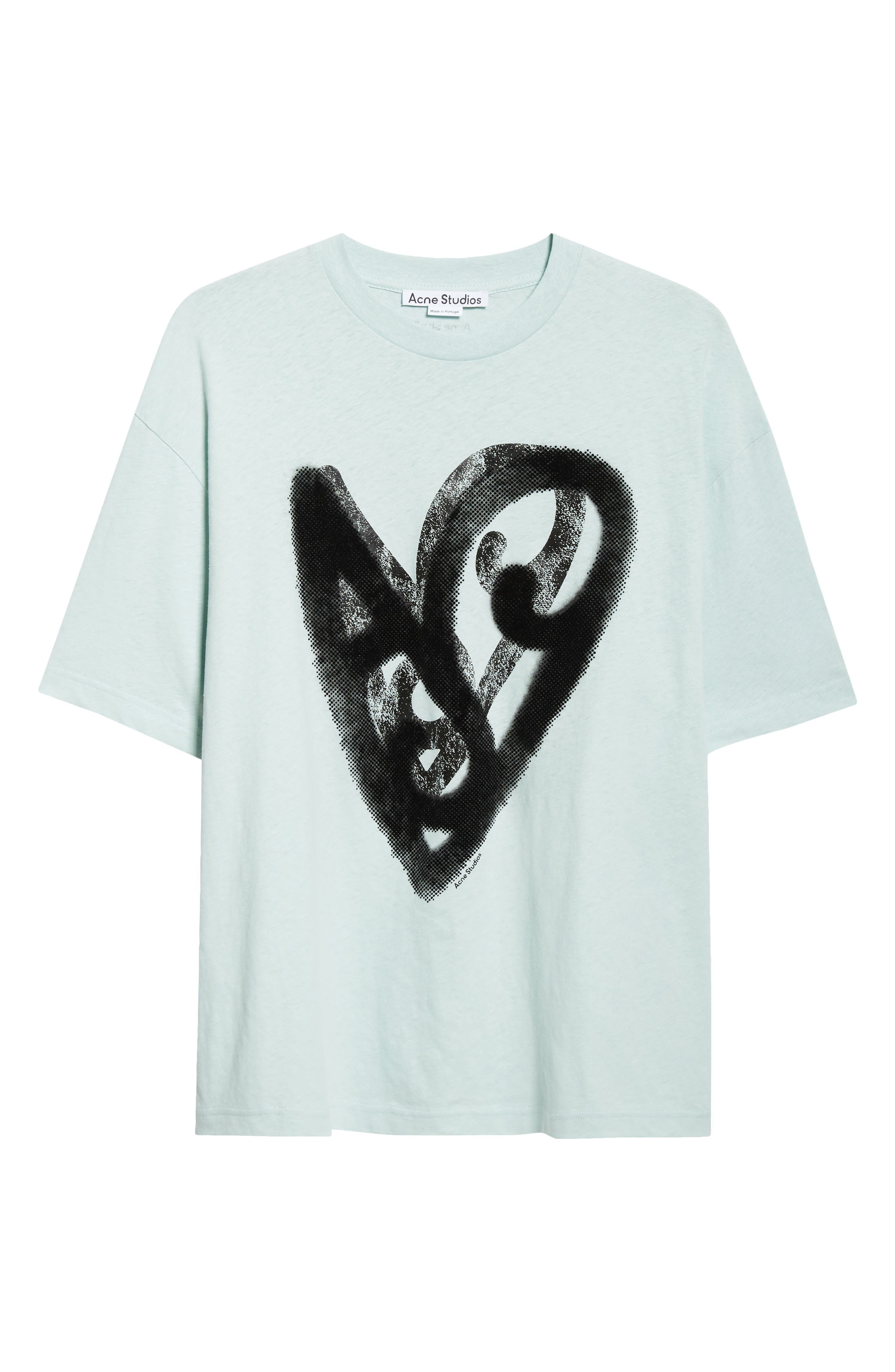 Acne Studios Heart Logo Cotton & Hemp Graphic T-Shirt in Sea Foam Green at Nordstrom - 6