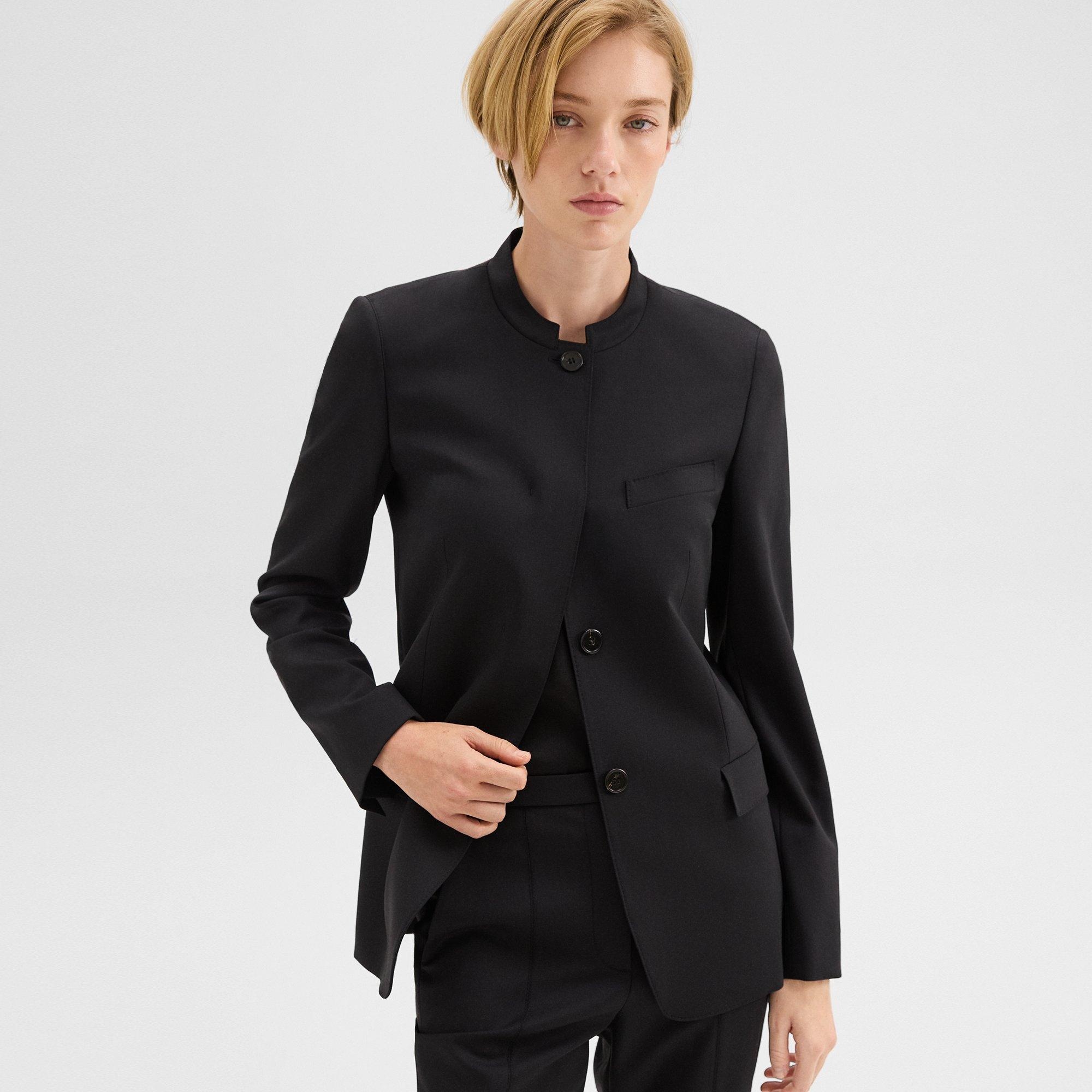 Stand-Collar Blazer in Wool Gabardine - 5