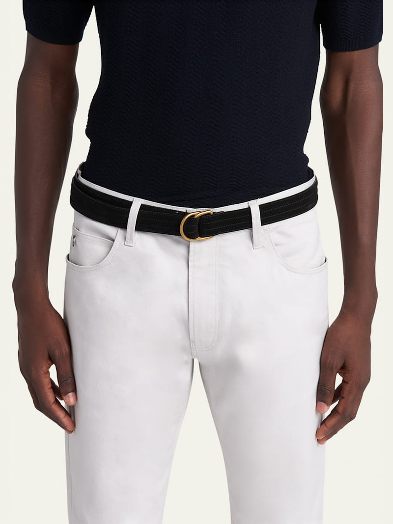 GIORGIO ARMANI Men's Split Leather D-Ring Belt outlook