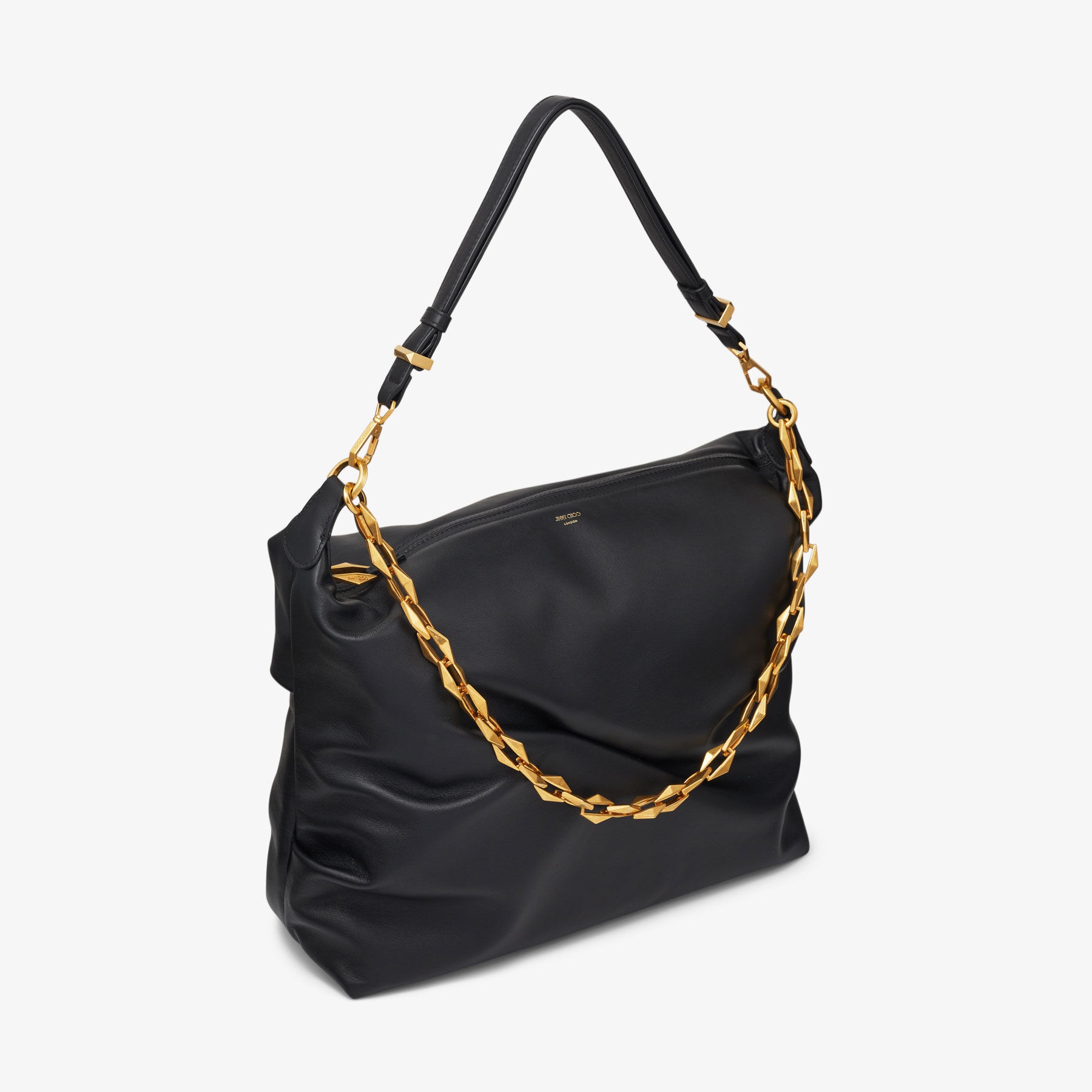 Diamond Soft Hobo M
Black Soft Calf Leather Hobo Bag with Chain Strap - 3