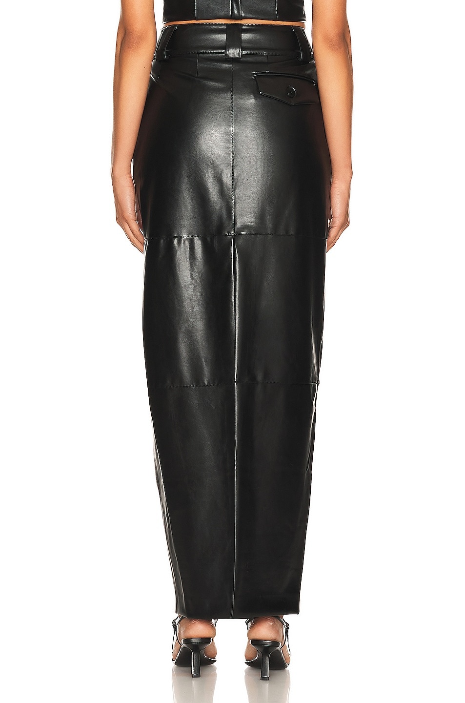 Waterbased Faux Leather Midi Skirt - 3