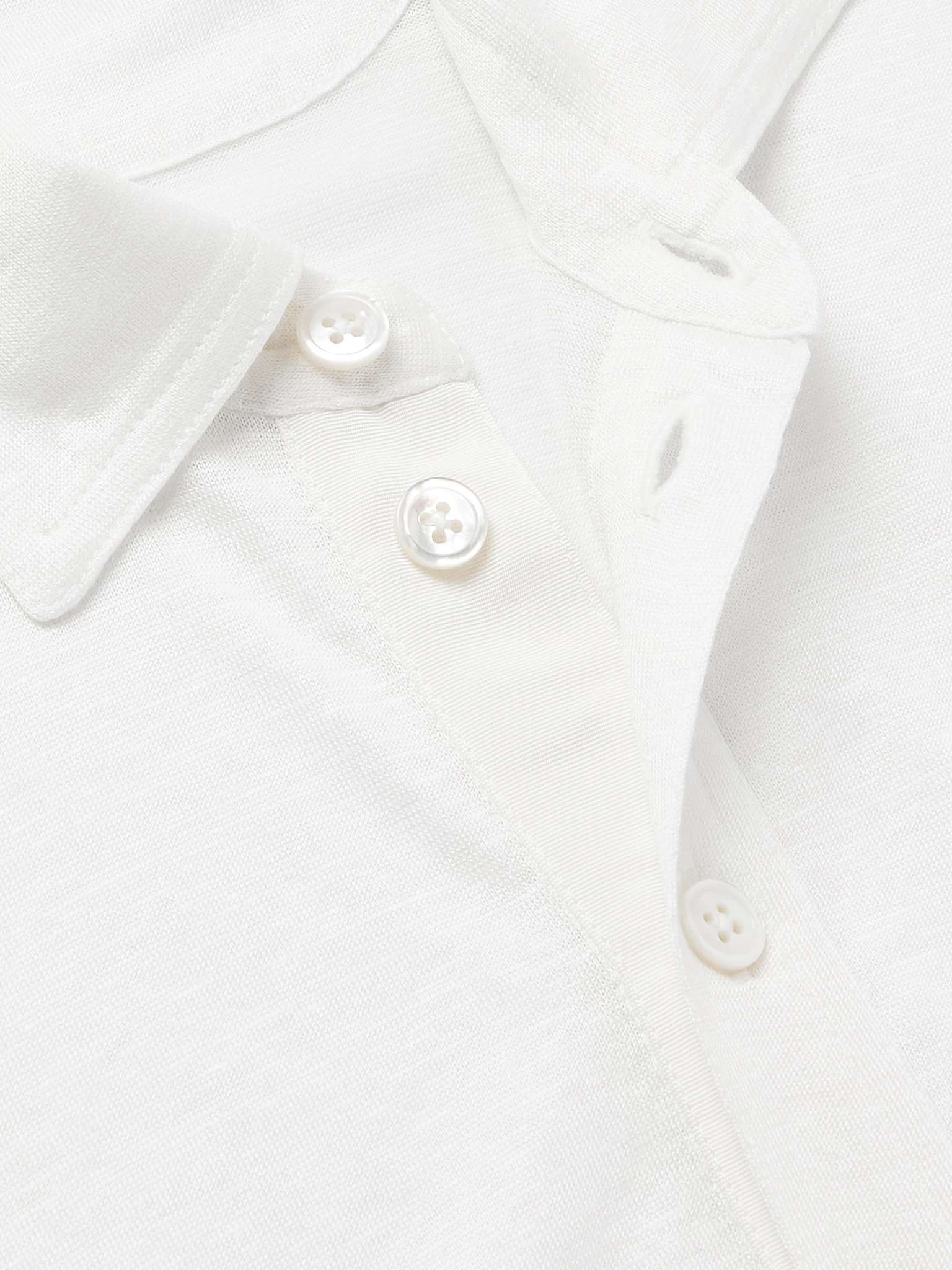 Slim-Fit Silk and Linen-Blend Polo Shirt - 5
