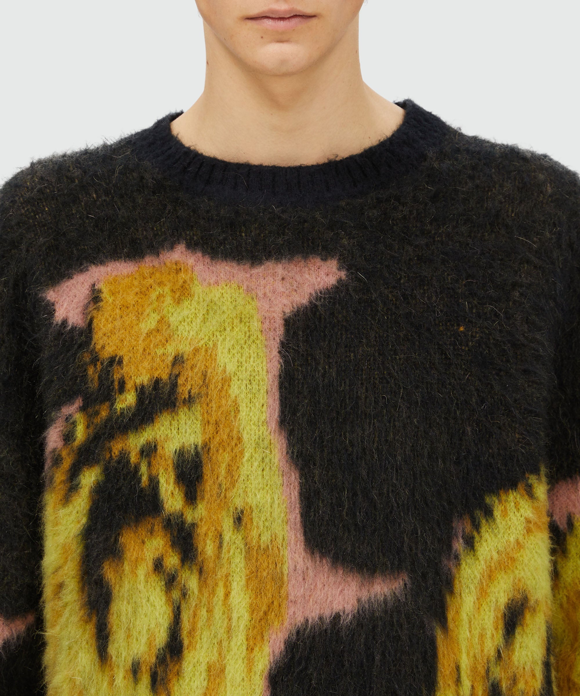 Black "Underground pixelled roses" blended wool mohair sweater - 5