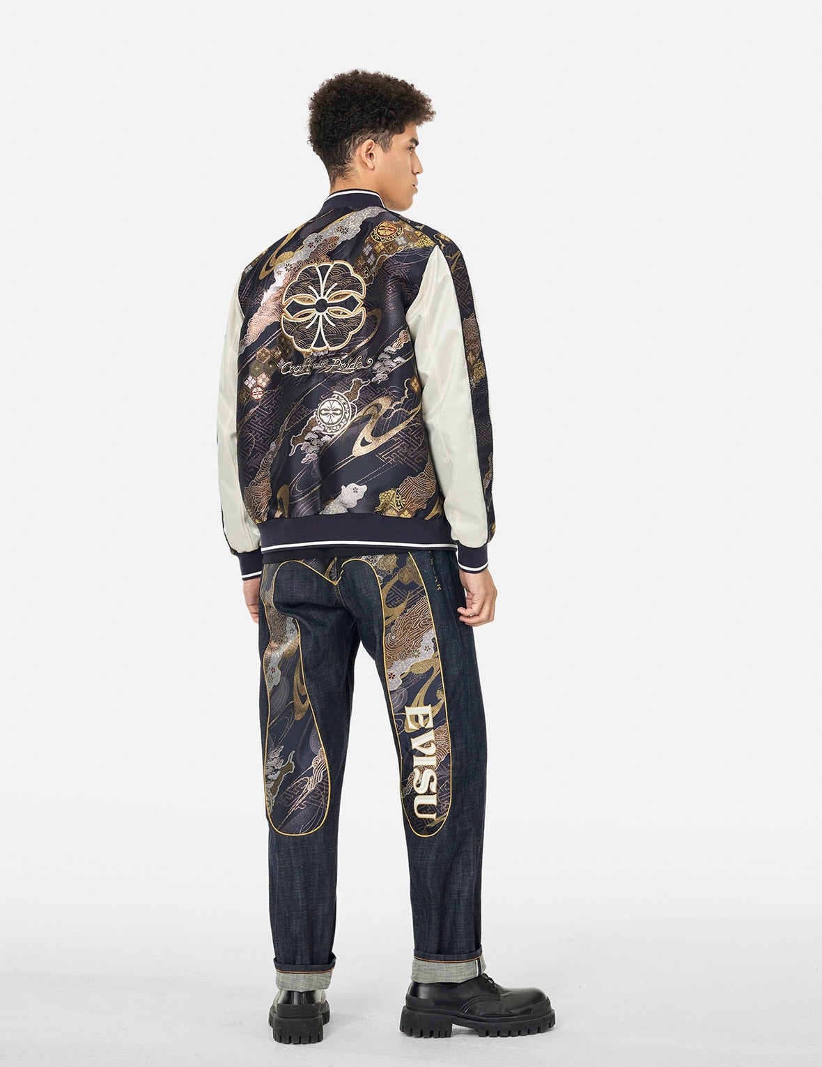Kamon Brocade Appliqué Regular Fit Souvenior Jacket - 4