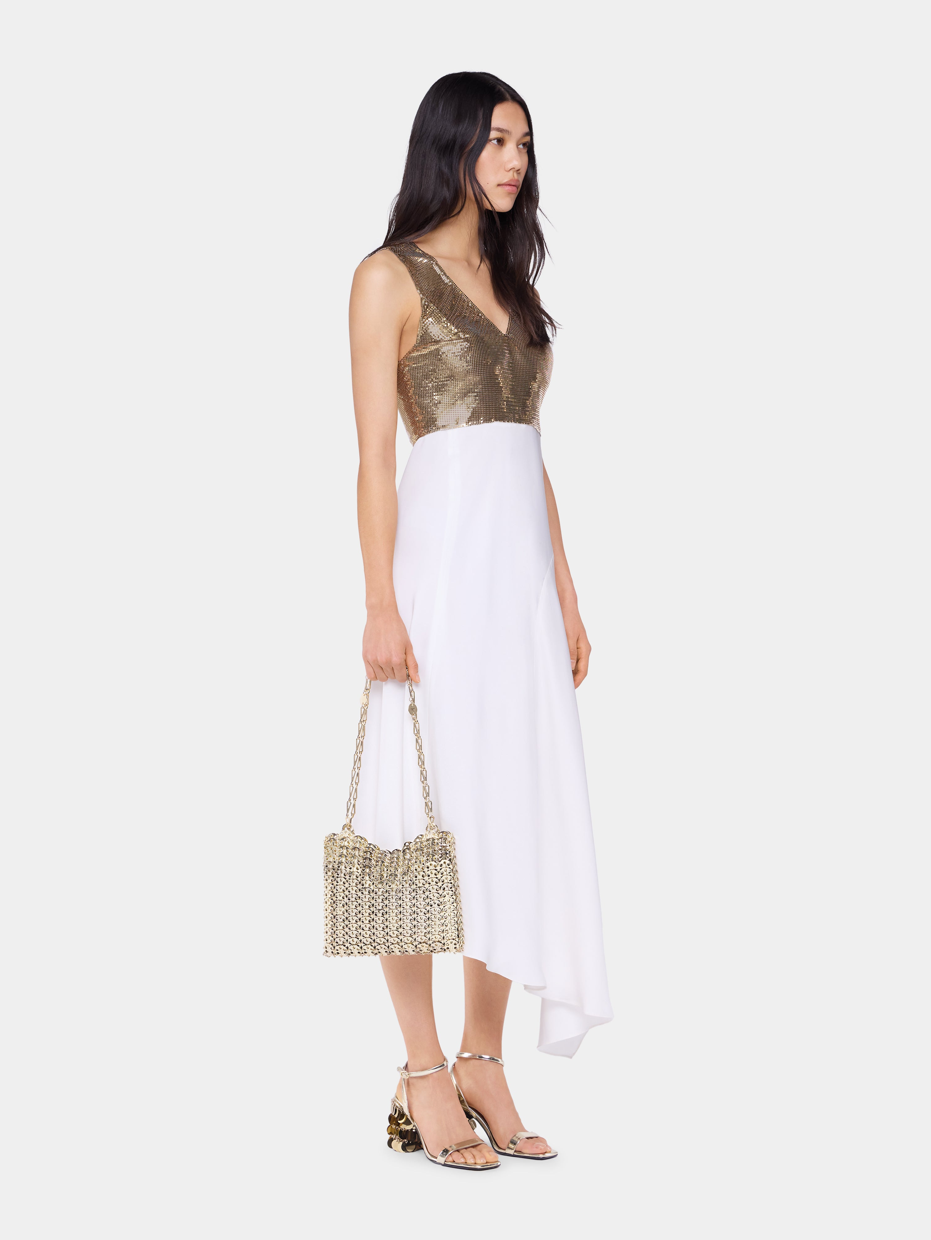 ASYMETRIC DRESS IN MESH AND SATIN - 3