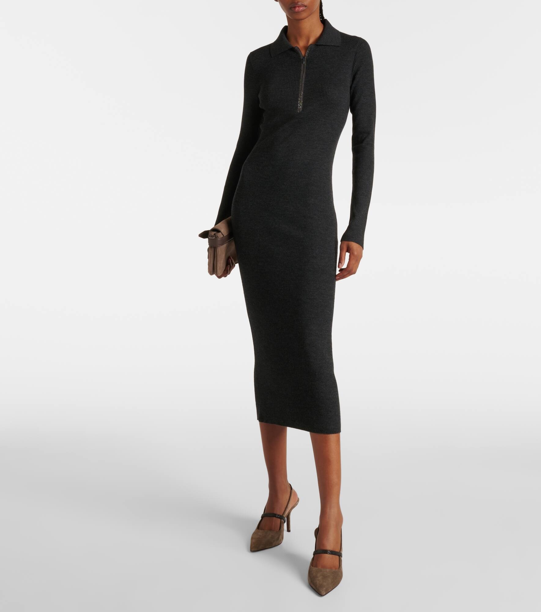 Wool and cashmere midi dress - 6