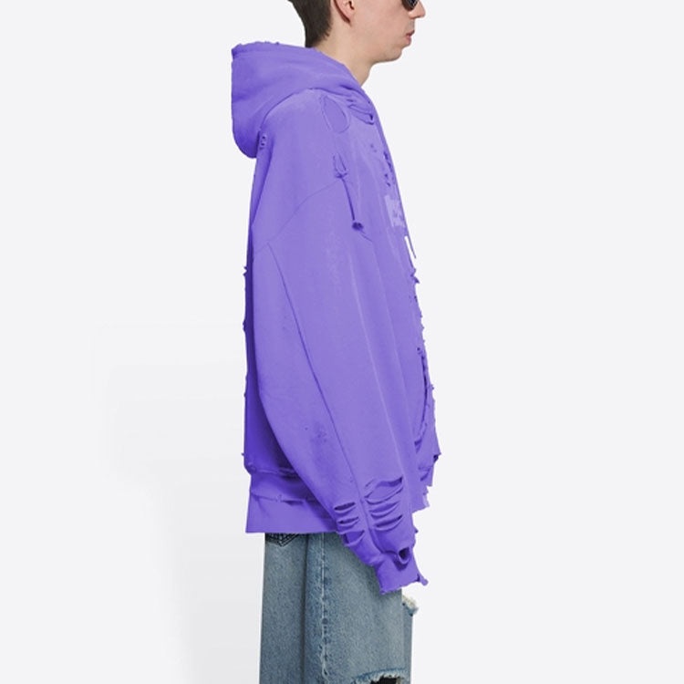 Balenciaga Caps Destroyed Hoodie 'Purple' 659403TKVB63078 - 6