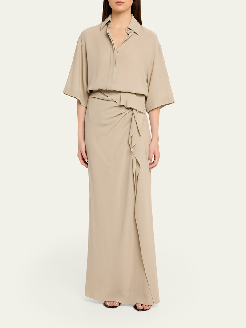 MICHAEL KORS Elbow-Sleeve Fluid Wool Shirt outlook