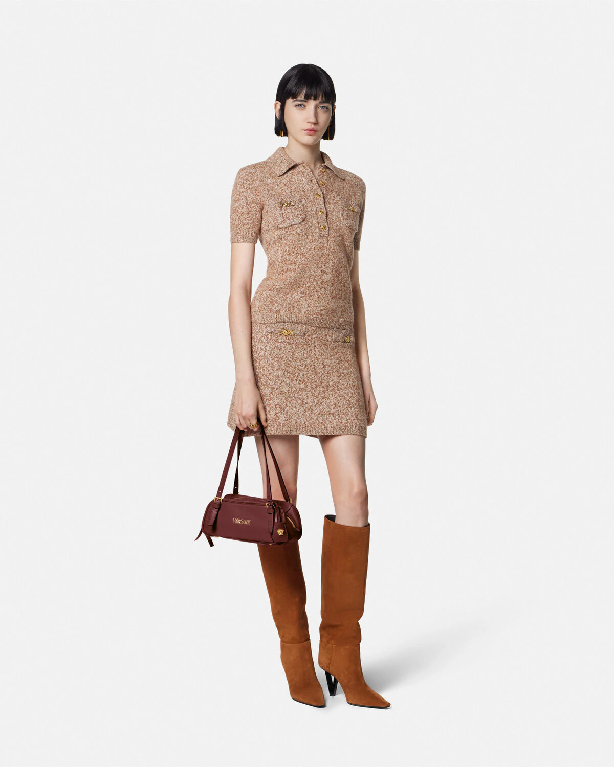 Mouliné Cashmere-Blend Knit Mini Skirt - 2
