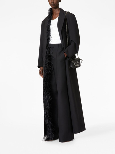 Valentino feather-trim long wool coat outlook