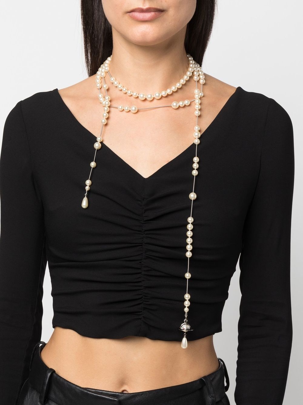 pearl-embellished wraparound necklace - 2