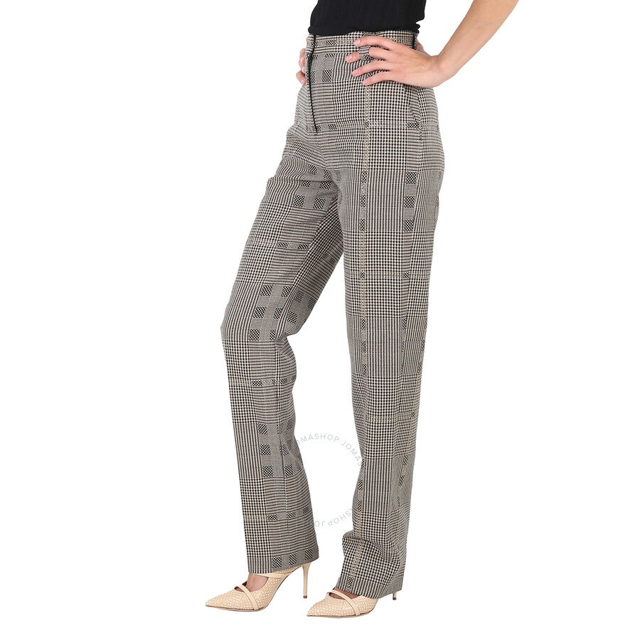 Burberry Ladies Brown Check Wool Jacquard Tailored Trousers - 4