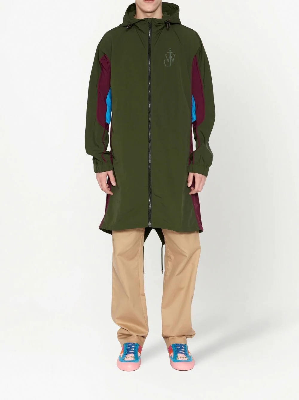 colour-block parka coat - 3