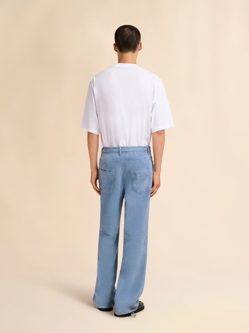 BLUE SUEDE PANTS WITH CUT-OUT DETAILING 3