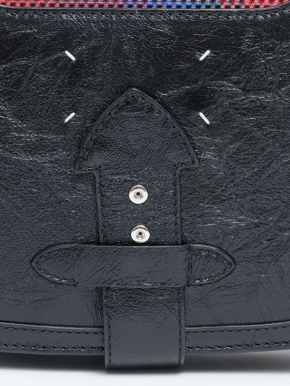 grid-pattern leather shoulder bag - 6