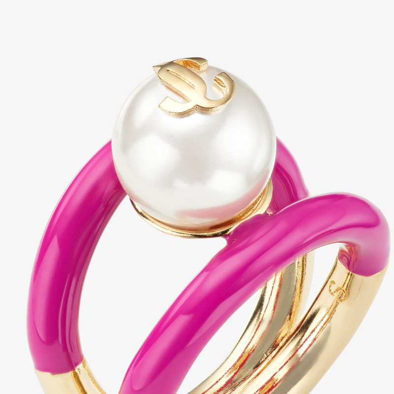 Pearl Ring
Gold-Finish Metal and Fuchsia JC Enamel Pearl Ring 4