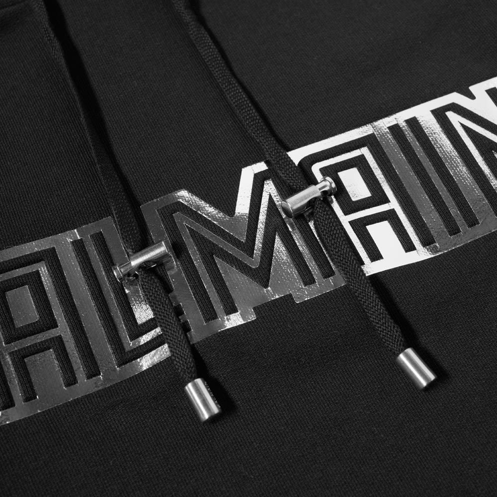 Balmain Paris Logo Metallic Popover Hoody - 4