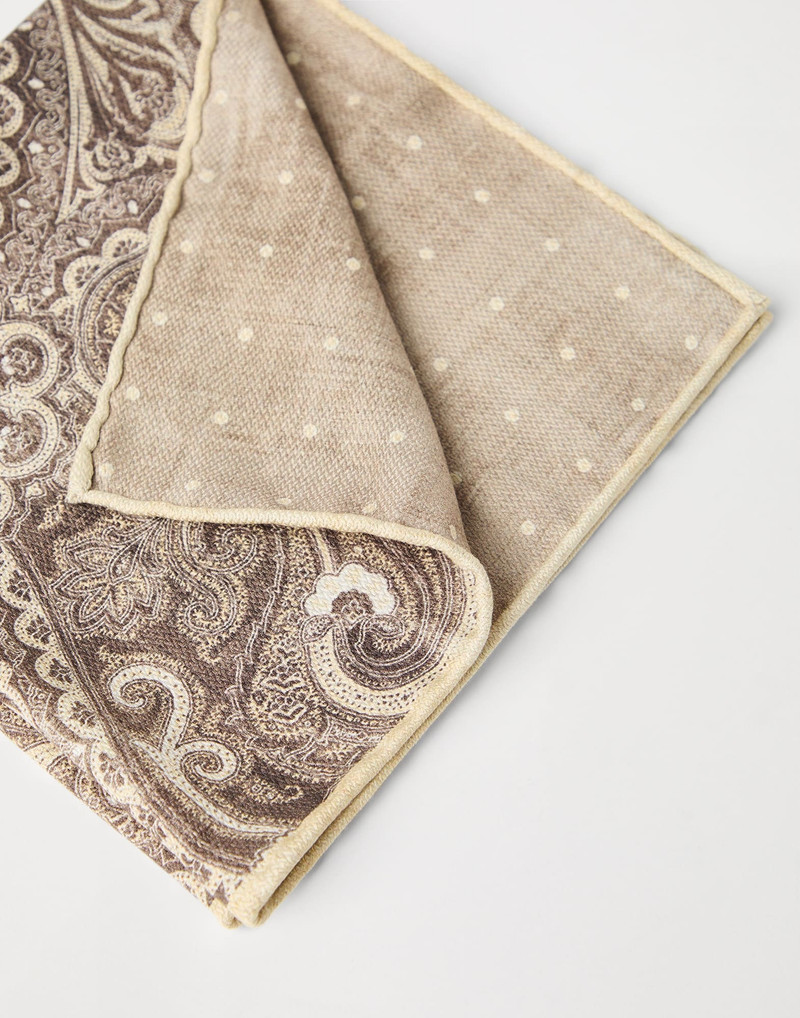 Brunello Cucinelli Double face silk pocket square with paisley design outlook