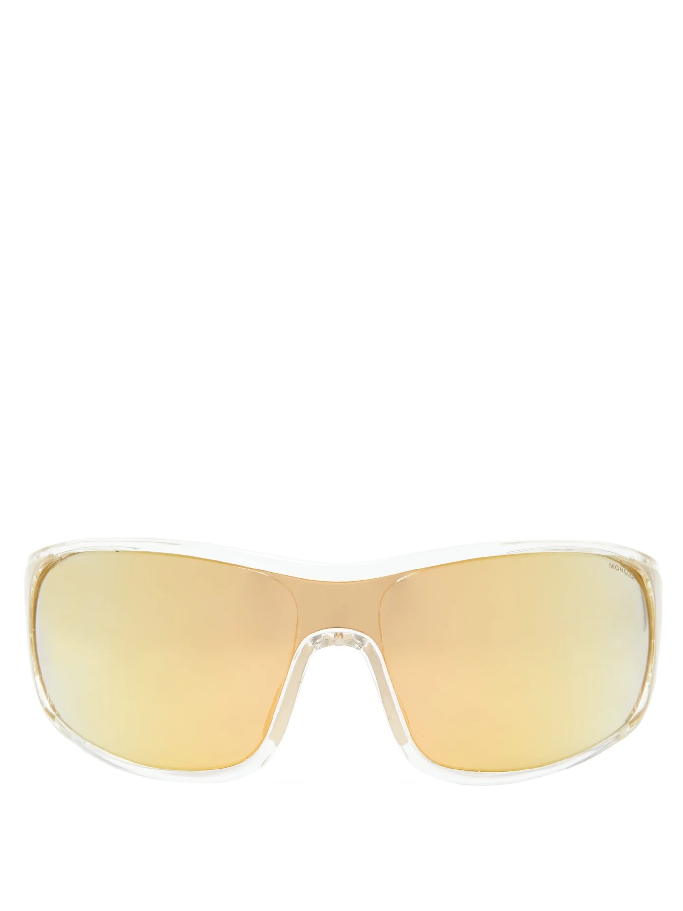 Mirrored-lens logo-stripe acetate cycle sunglasses - 1