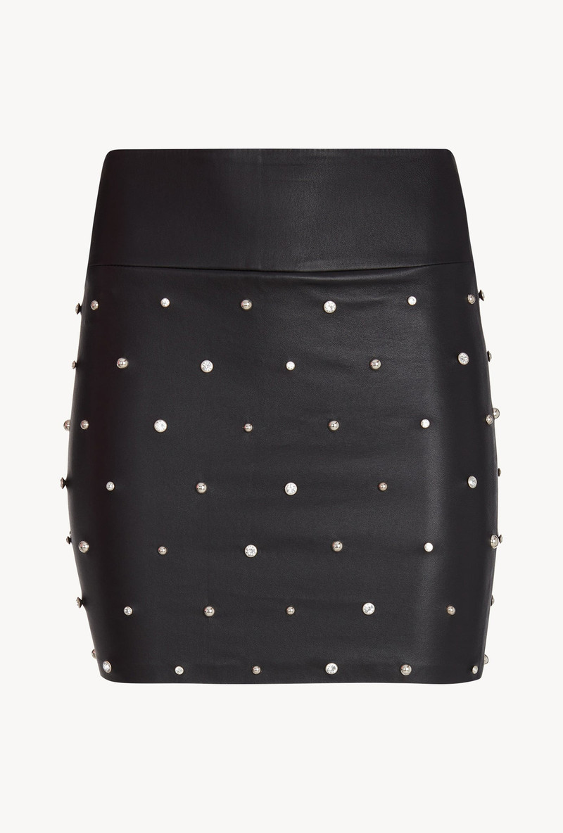 RHINESTONE STUDDED LEATHER MINI SKIRT 1