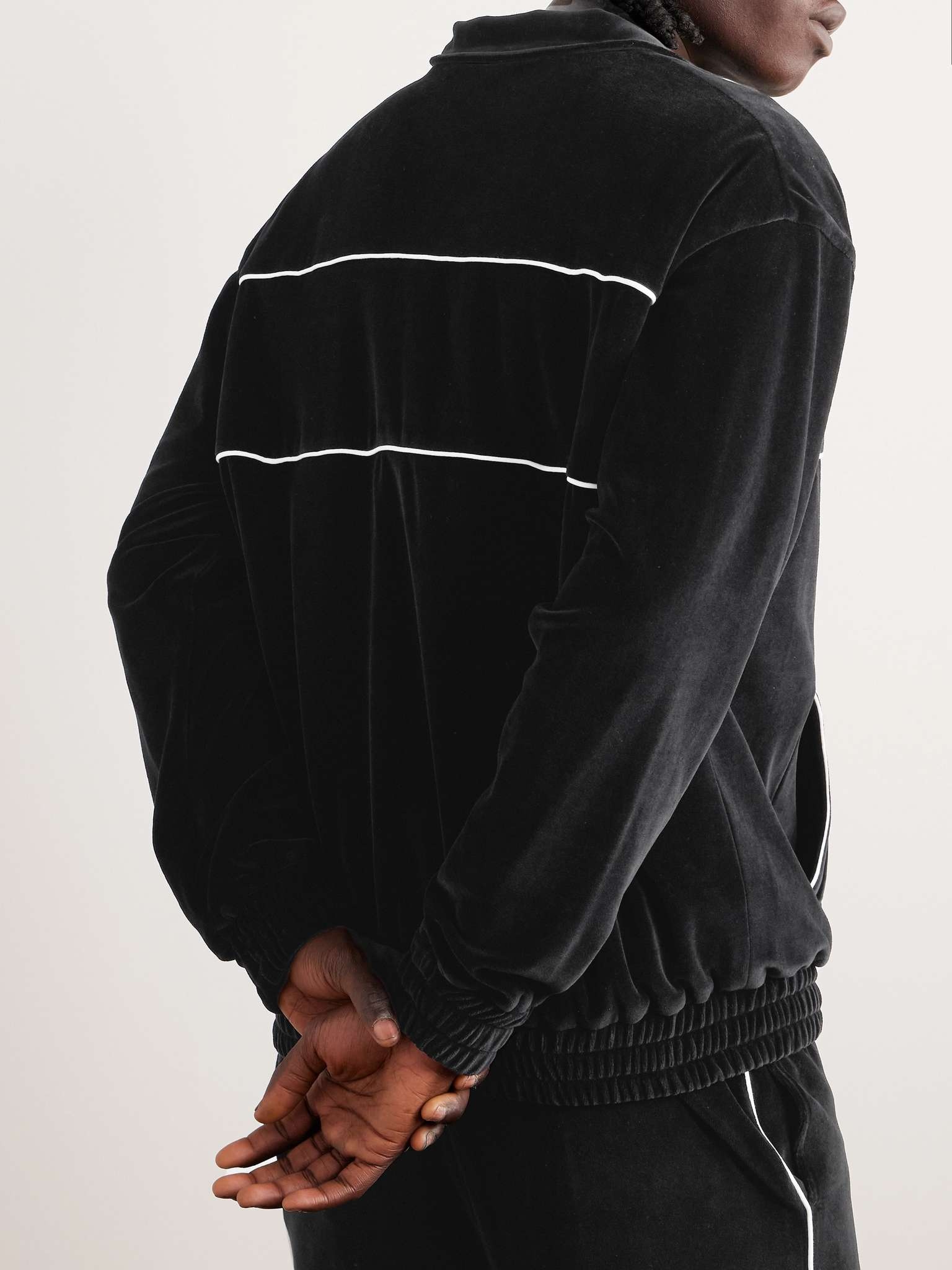 CELINE Logo-Embroidered Cotton-Blend Velour Track Jacket