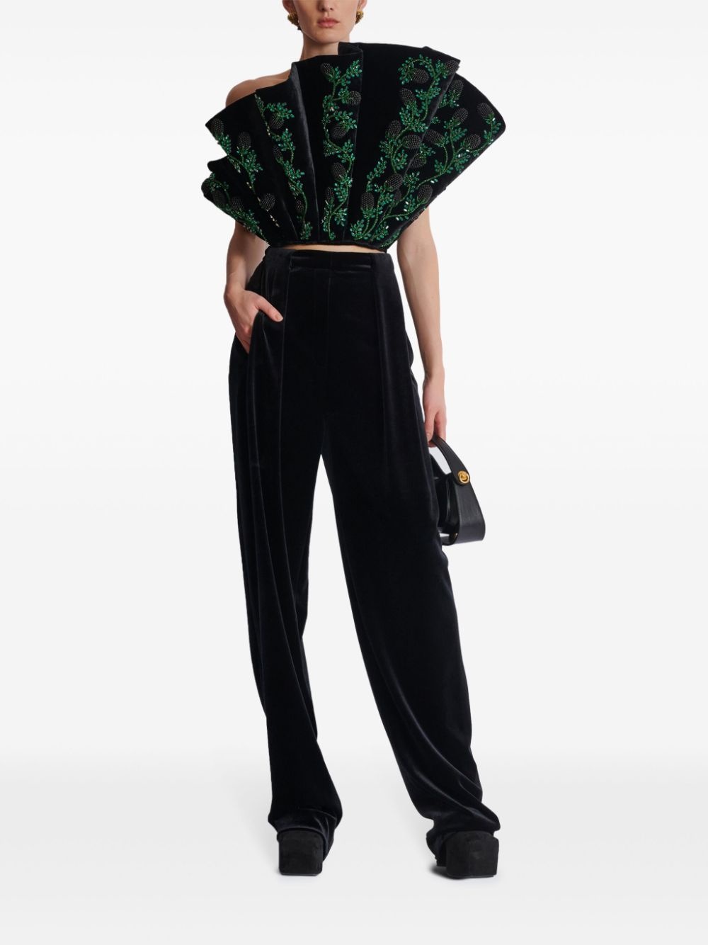 pleated velvet trousers - 2