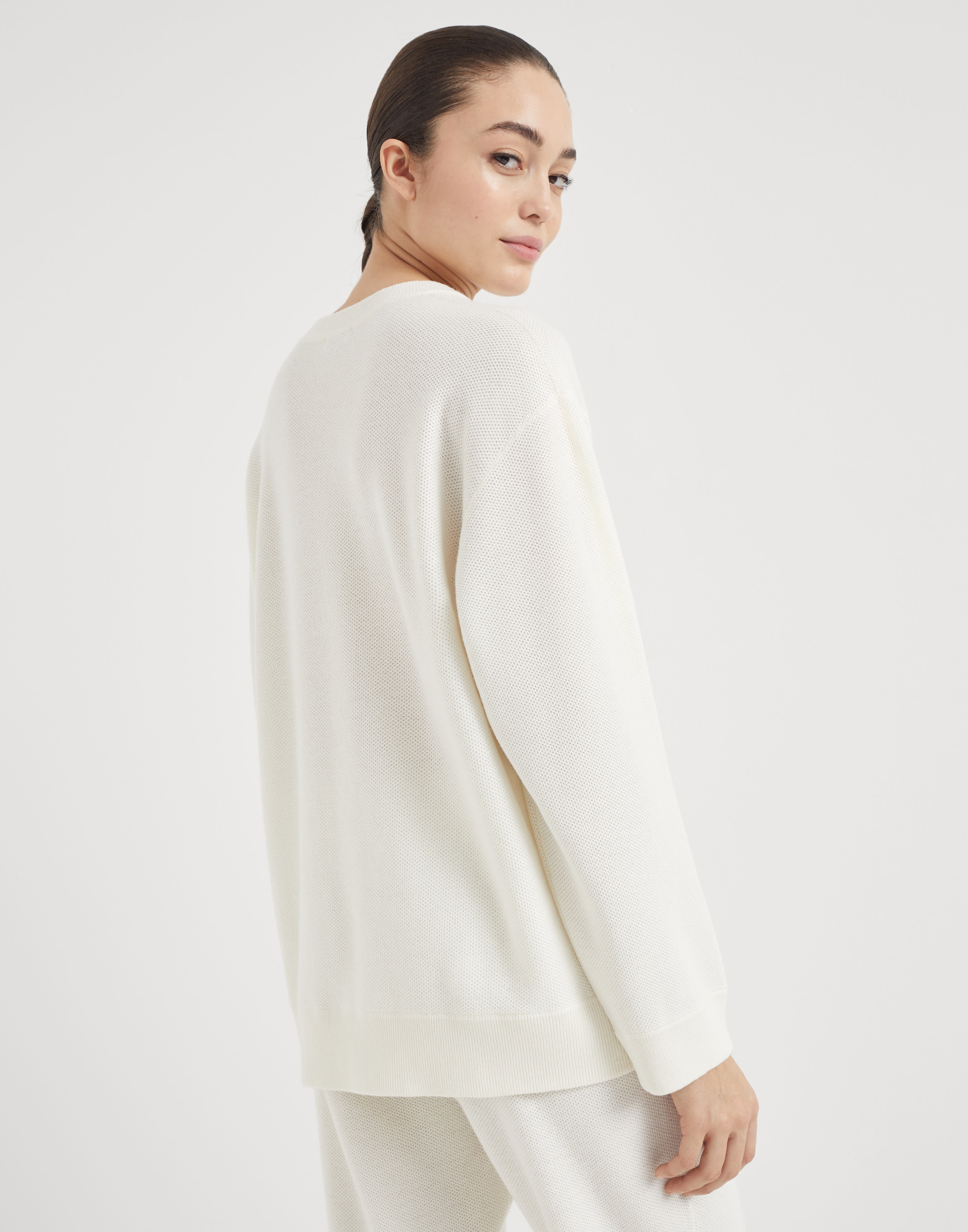 Cashmere honeycomb stitch sweater with logo - 2