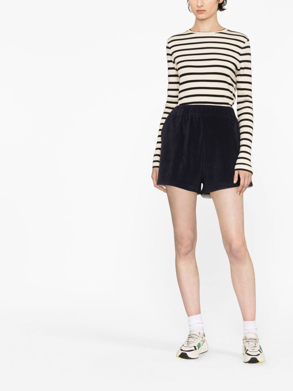logo-patch velour shorts - 3