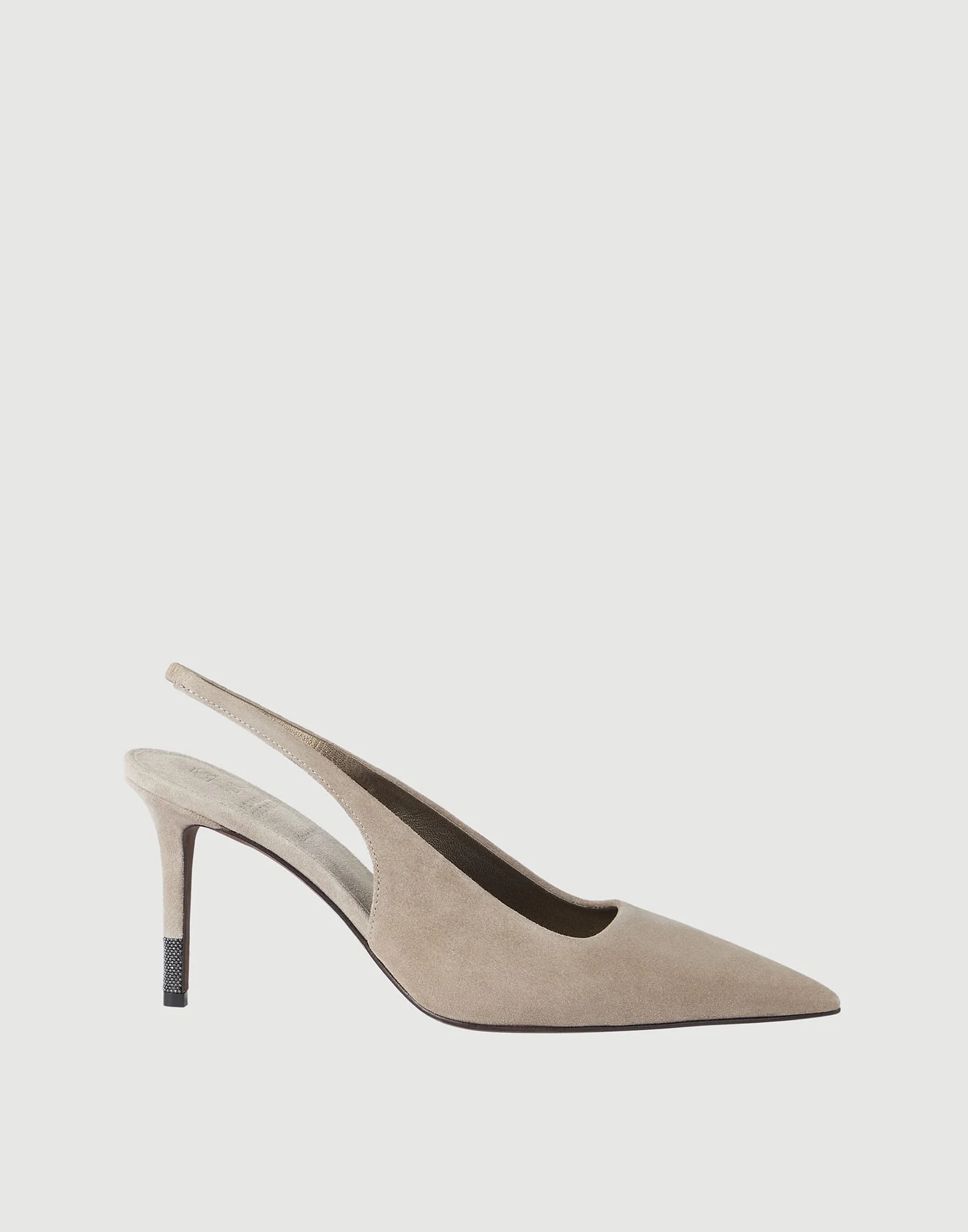 Suede slingback heels with monili - 1