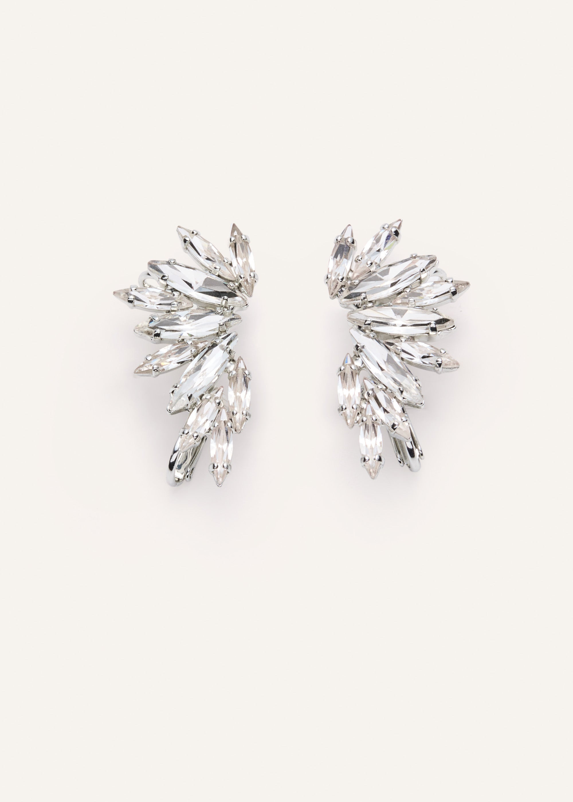 Crystal marquise ear cuffs in silver - 1