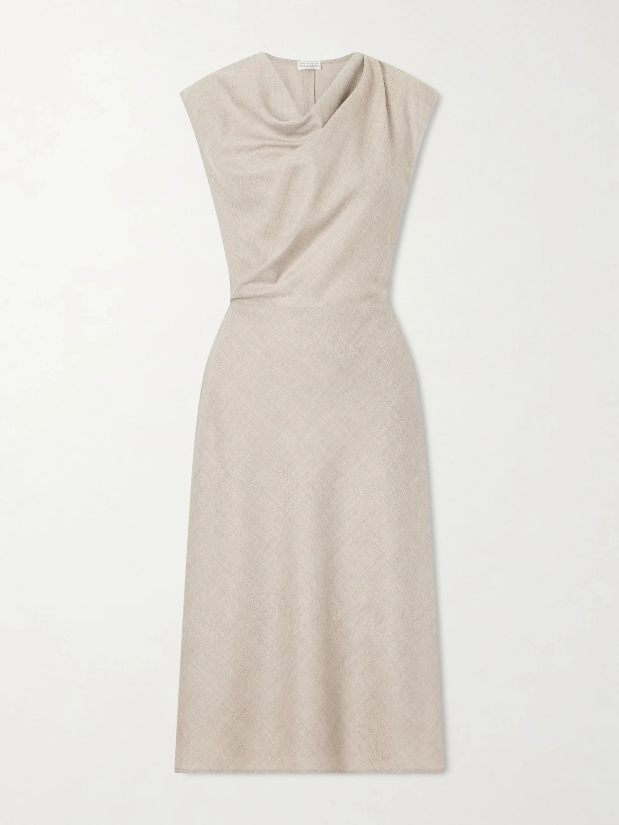 Draped Virgin Wool Midi Dress - 1