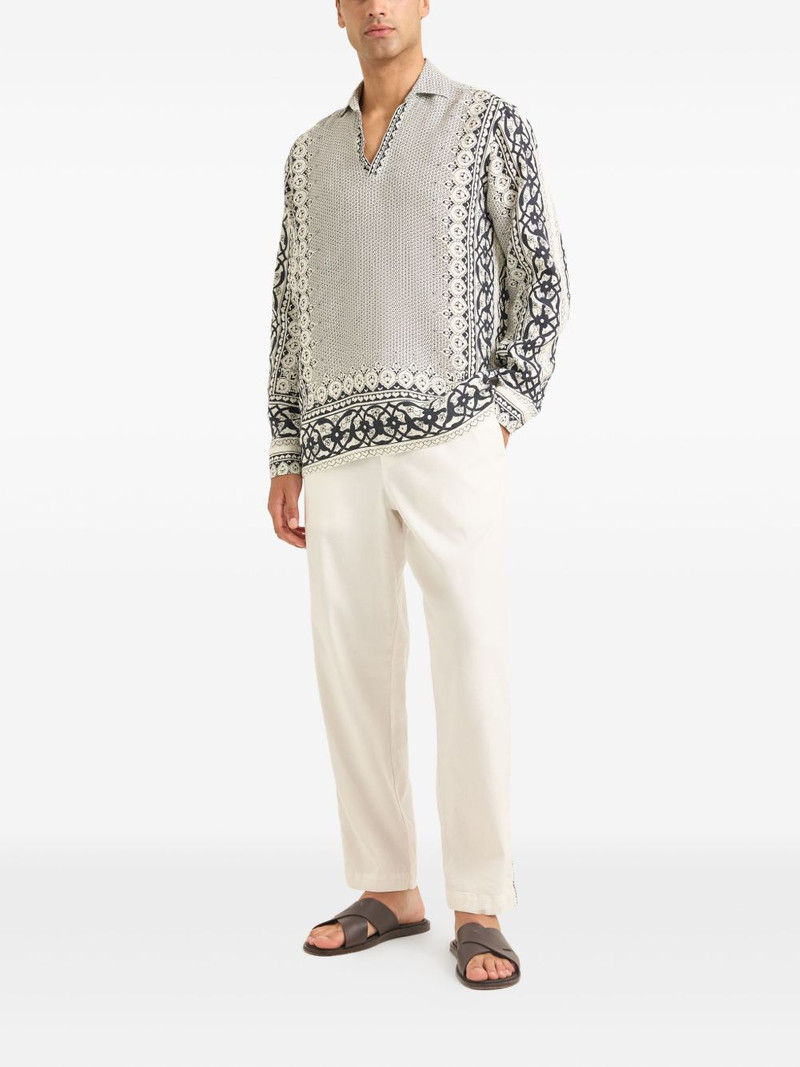 ORLEBAR BROWN patterned linen polo shirt outlook