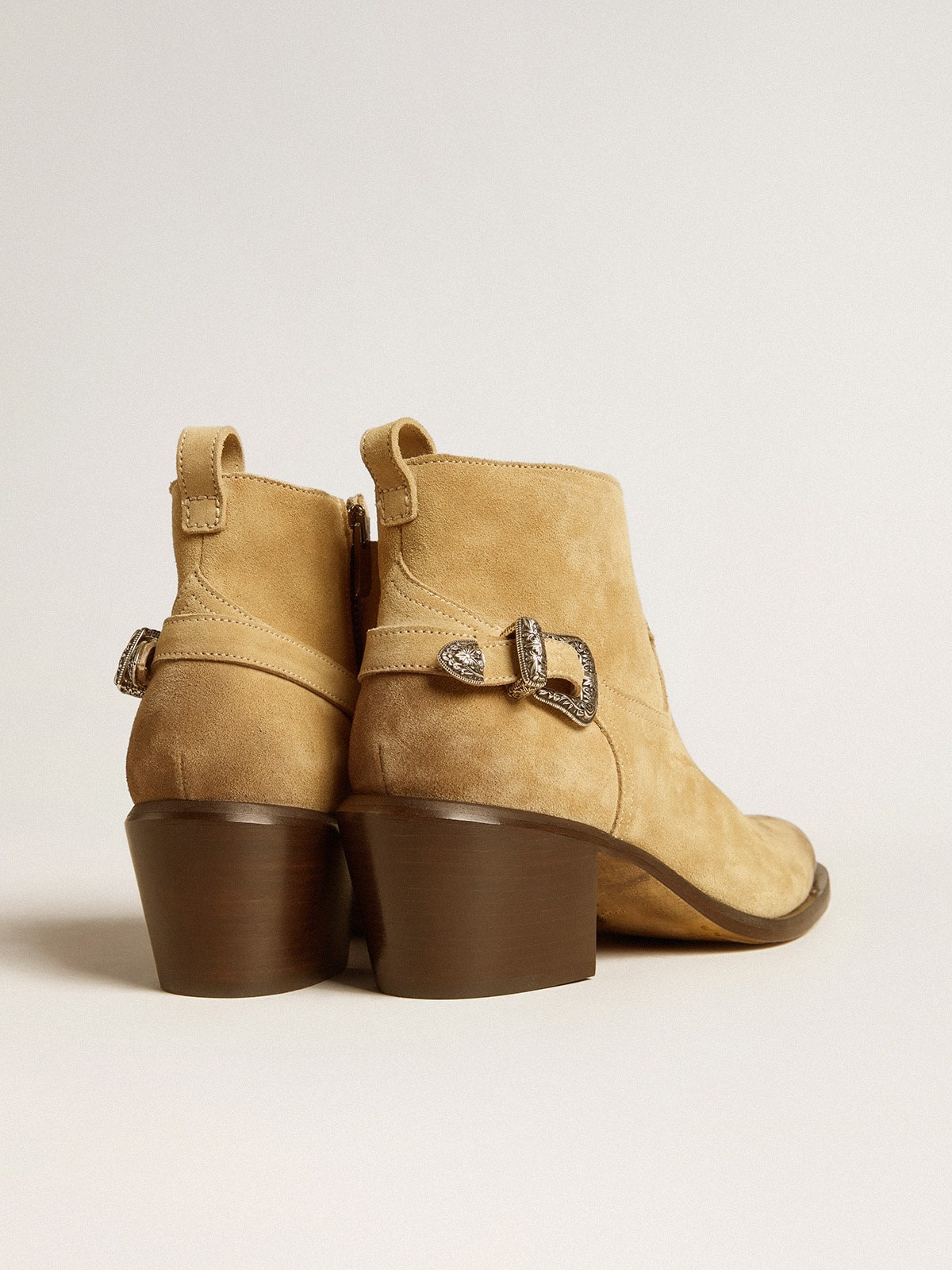 Patty ankle boots in sand-colored waxed suede - 4