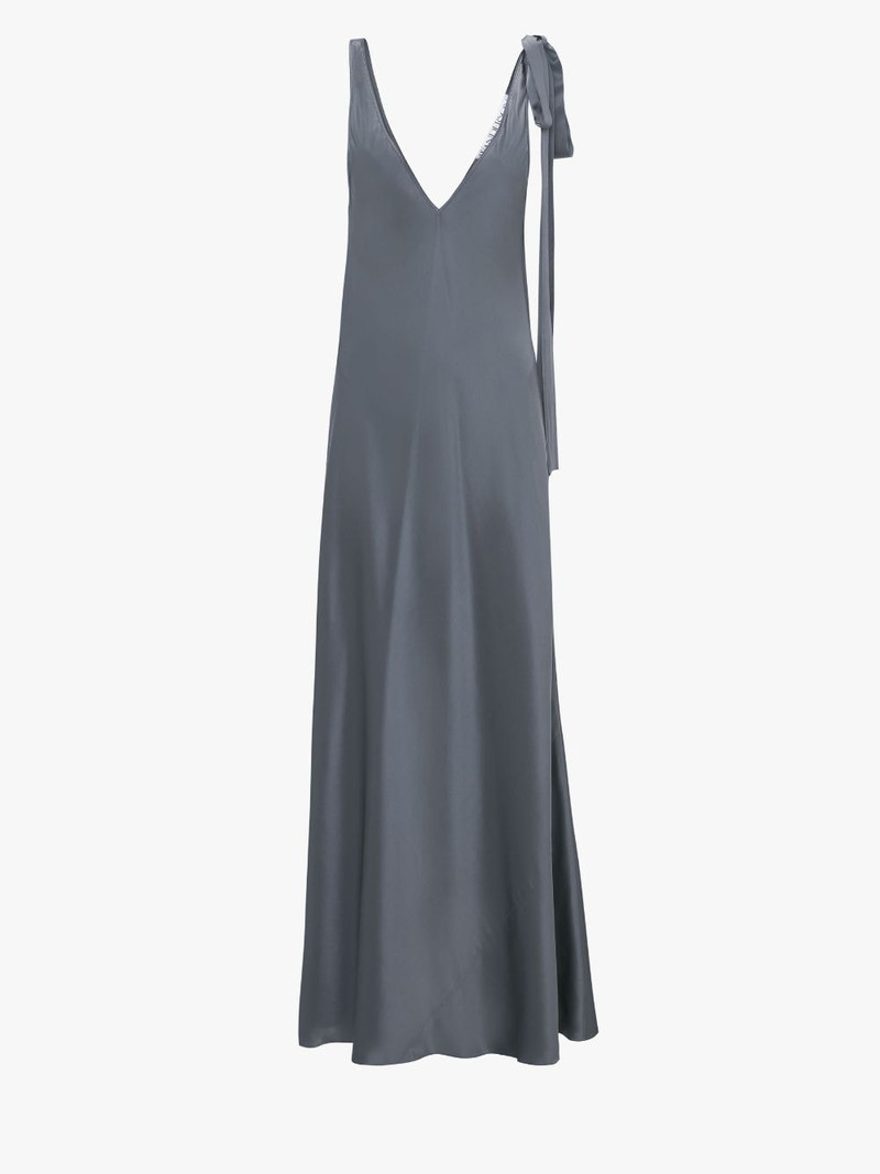SHOULDER TIE SILK LONG DRESS 1