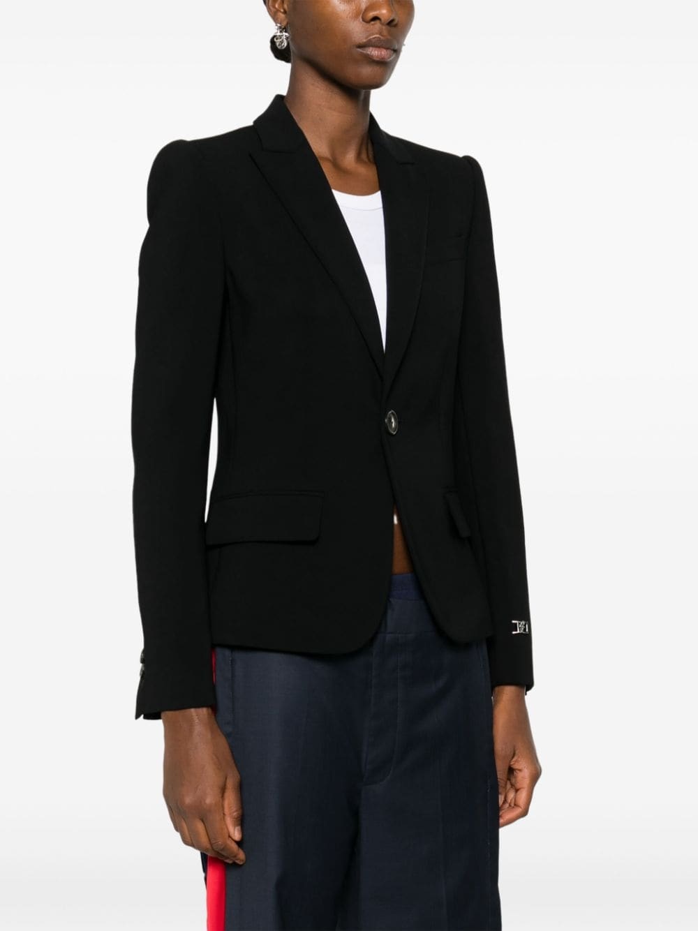 logo-plaque single-breasted blazer - 3