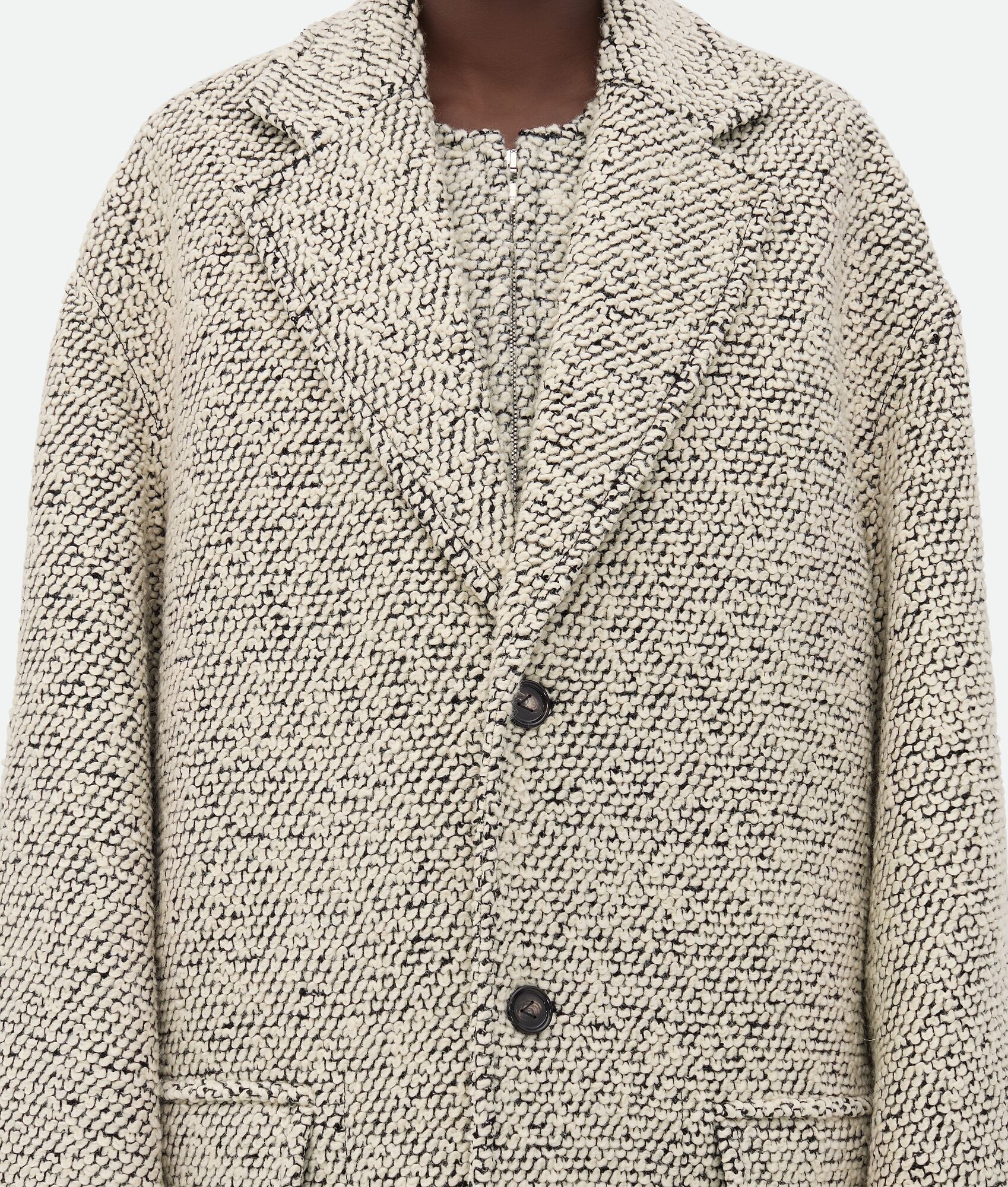 Bi-Color Wool Boucle Coat - 5