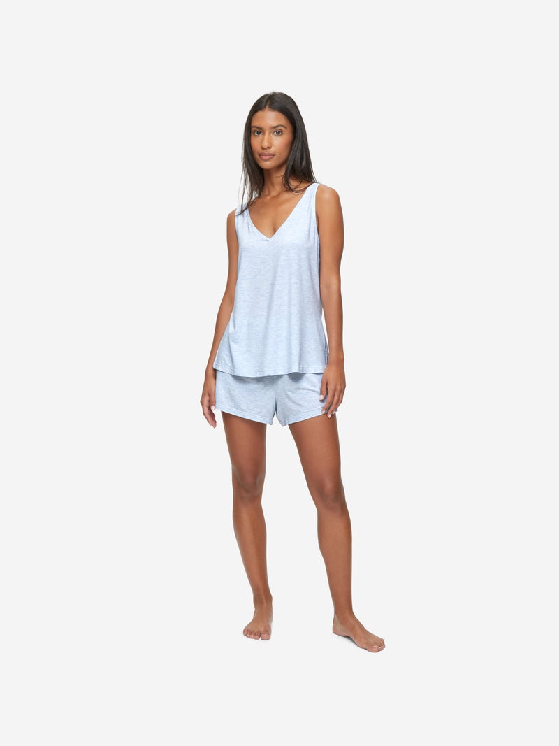 Women's Short Cami Pyjamas Ethan Micro Modal Stretch Blue Heather - 3