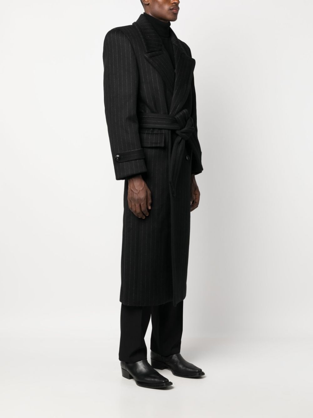 oversize pinstriped wool coat - 3