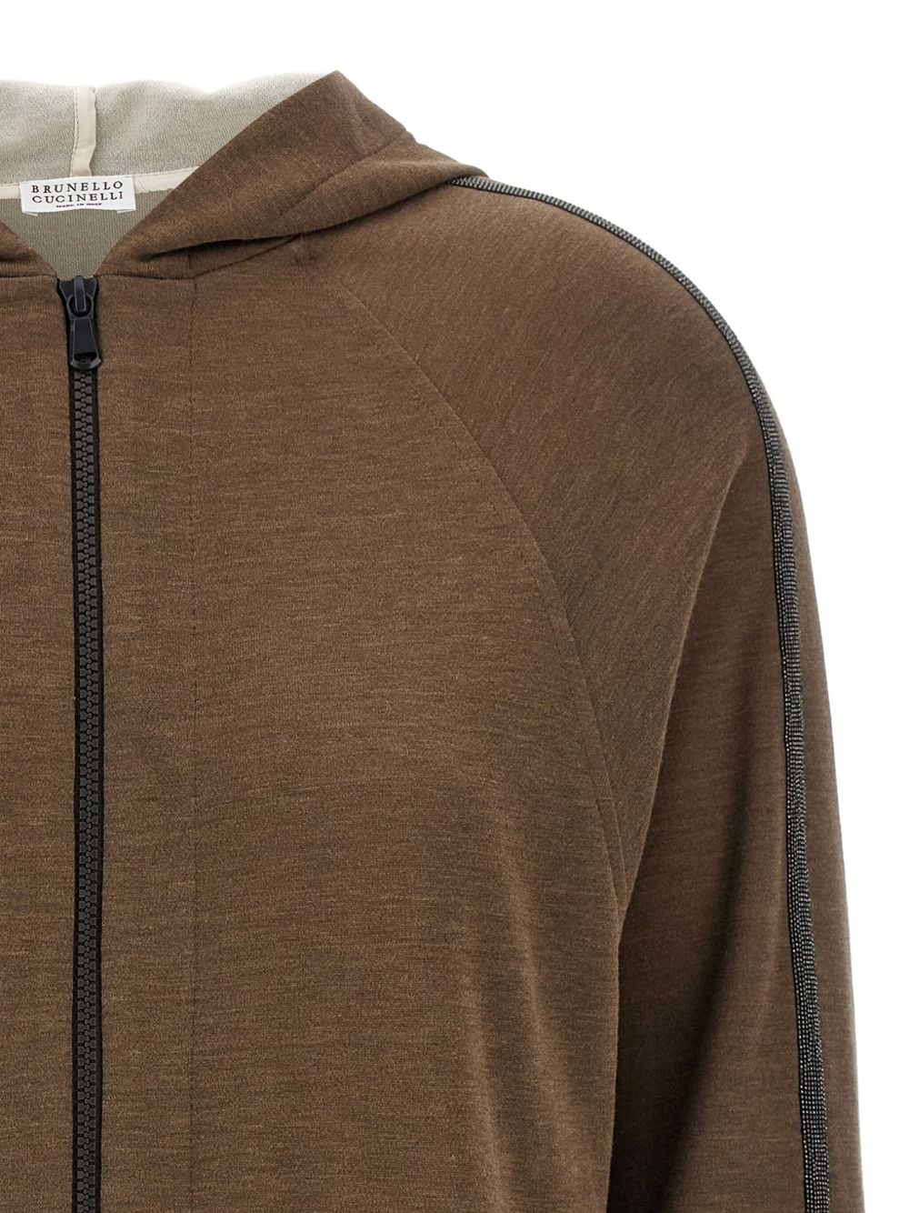 Monili-chain zip-up hoodie - 3