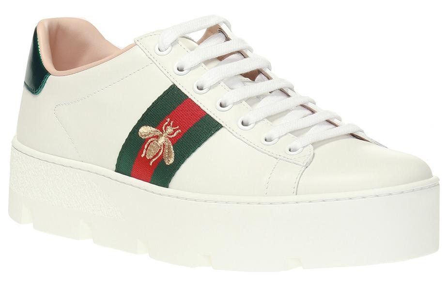 (WMNS) Gucci Ace Embroidered Platform 'White' 577573-DOPE0-9064 - 2