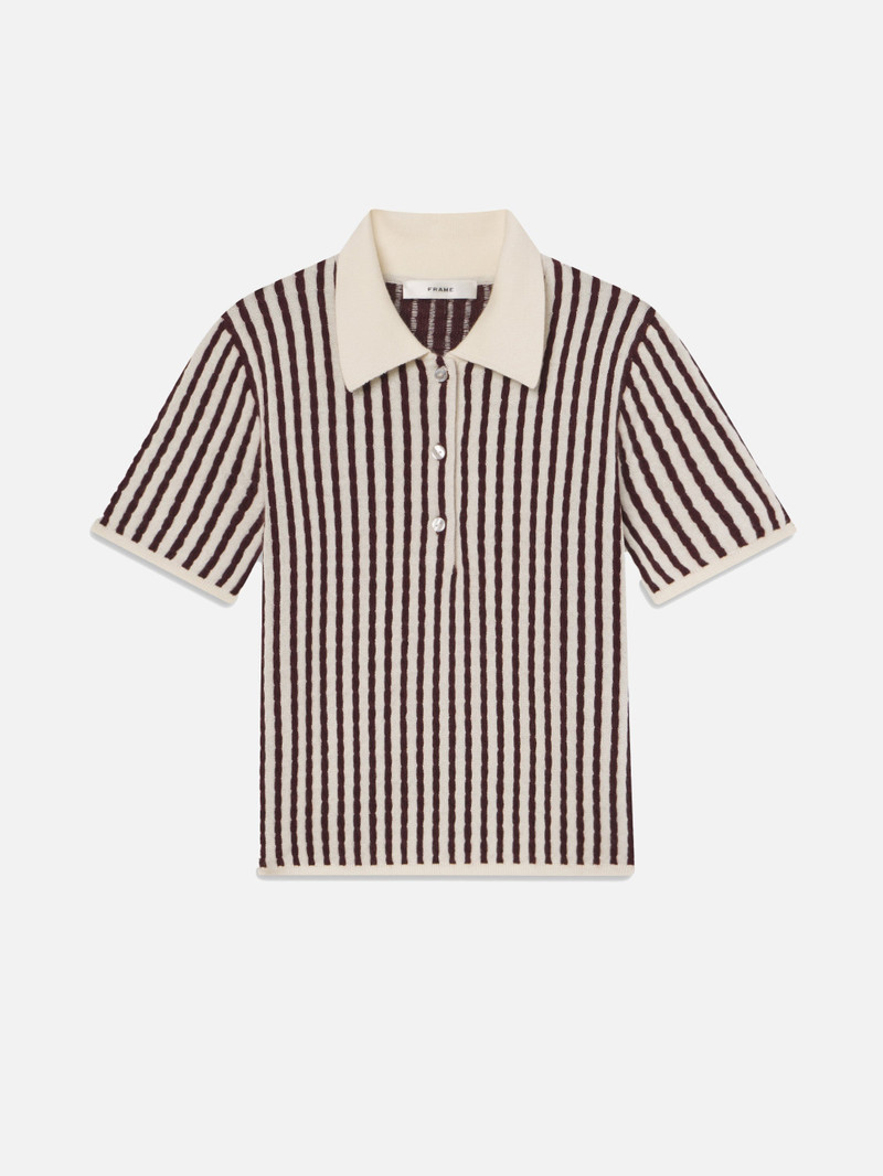 The Cable Polo in Burgundy Multi - 1