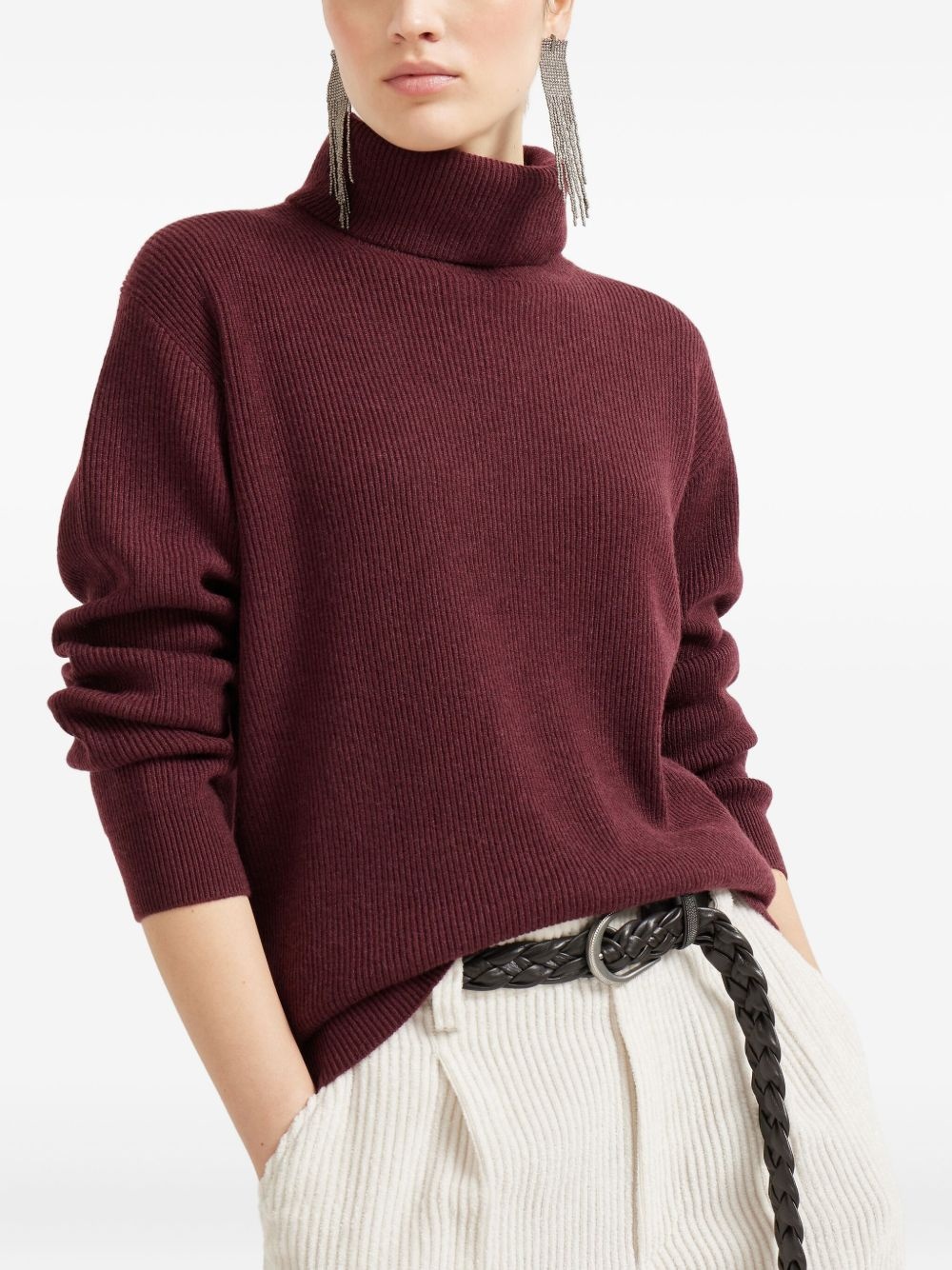 ribbed turtleneck sweater - 3