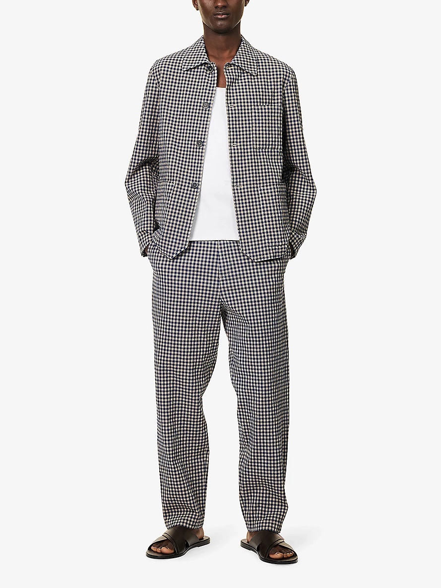 Check-Print Straight-Leg Cotton Trousers - 2