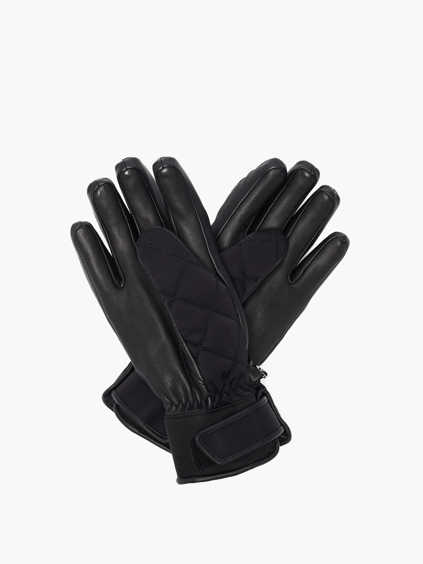 Cindy quilted soft-shell and leather gloves - 4