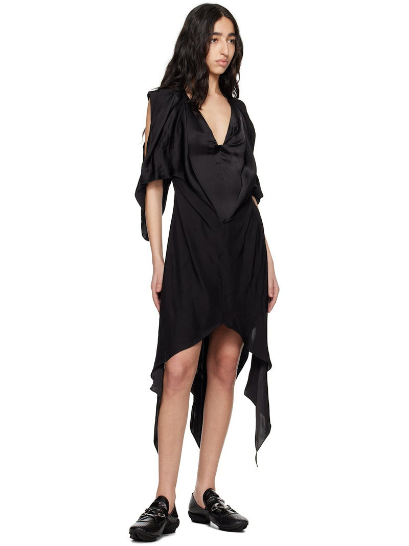 Kiko Kostadinov Black Fornax Draped Midi Dress outlook