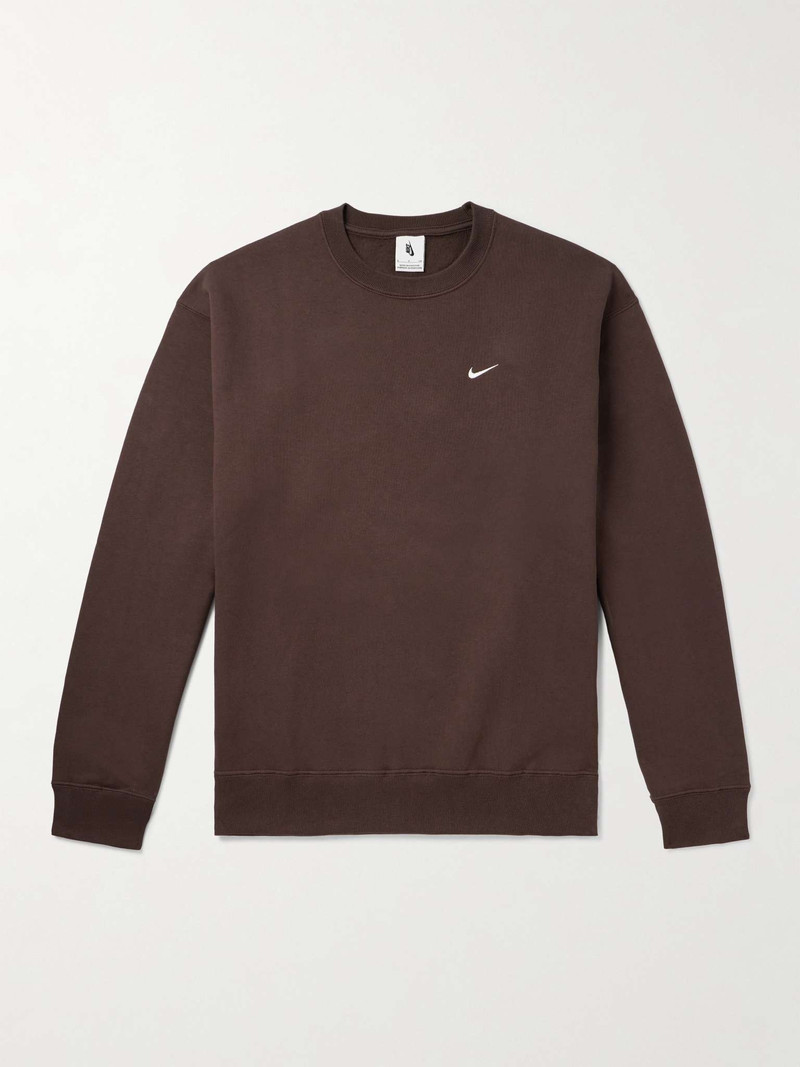 Solo Swoosh Logo-Embroidered Cotton-Blend Jersey Sweatshirt - 1