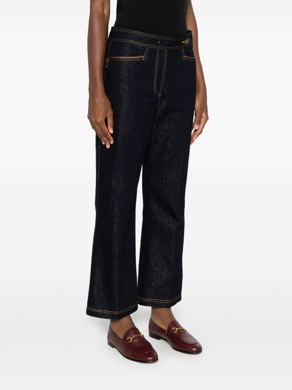 Pegaso-buttons cropped jeans - 3