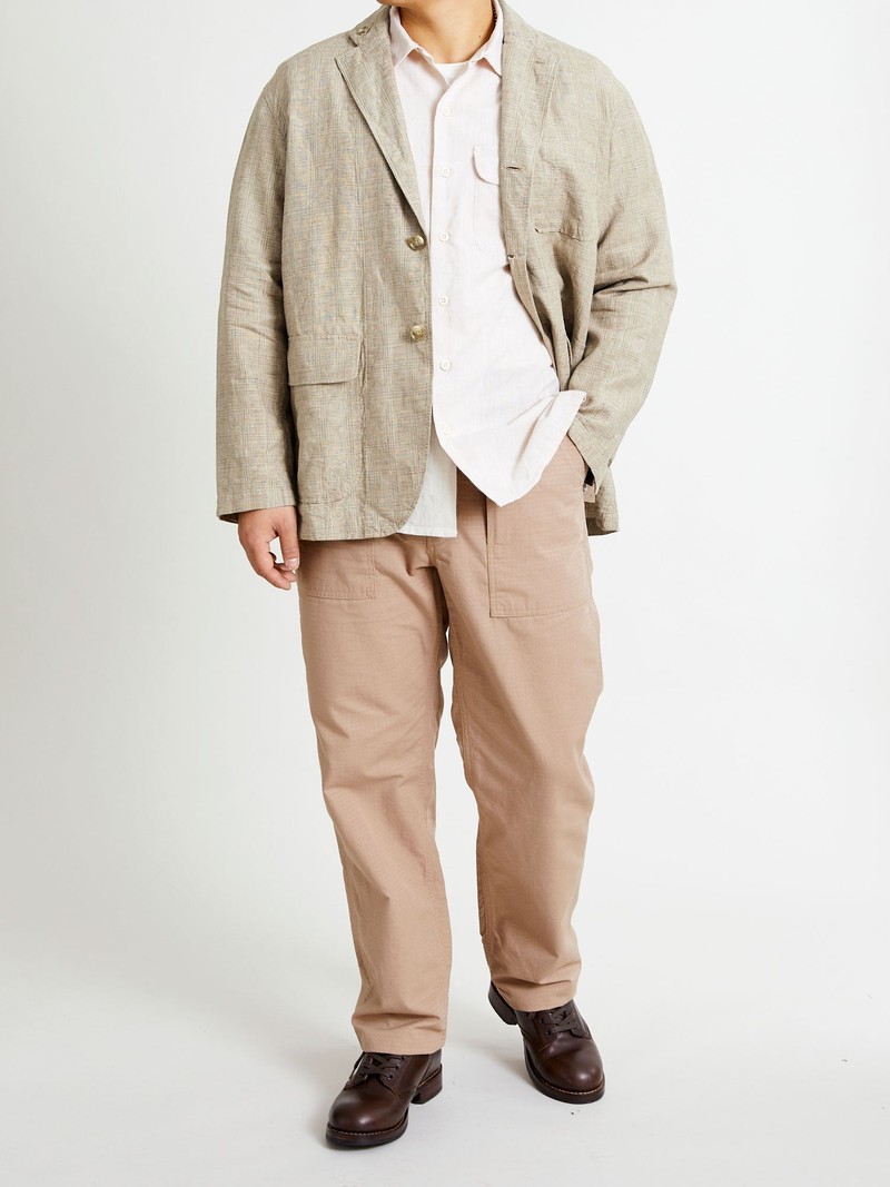 Loiter Jacket in Beige Linen Glen Plaid 12