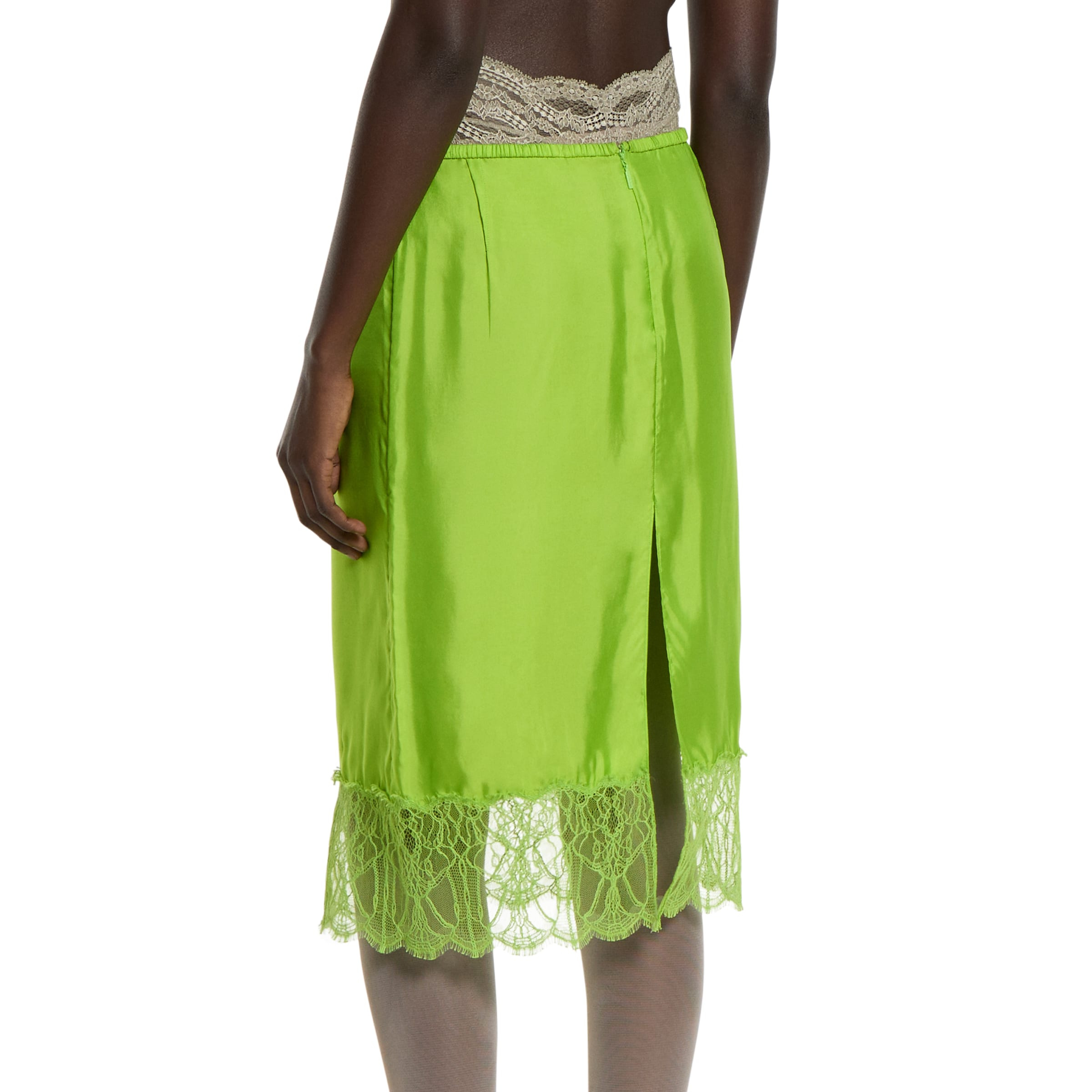 Viscose twill skirt with floral lace - 4