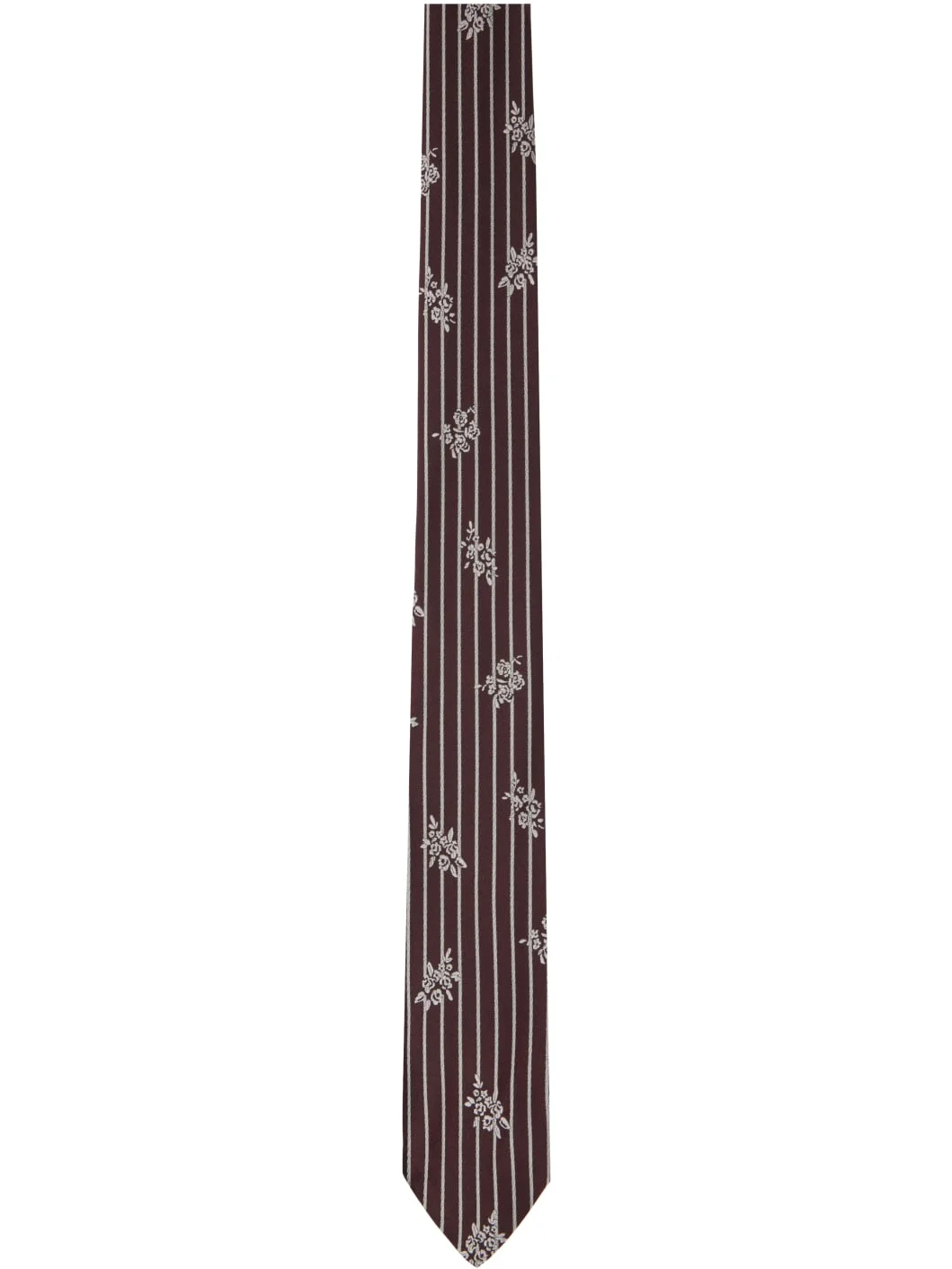 Burgundy Printed Silk Tie - 1